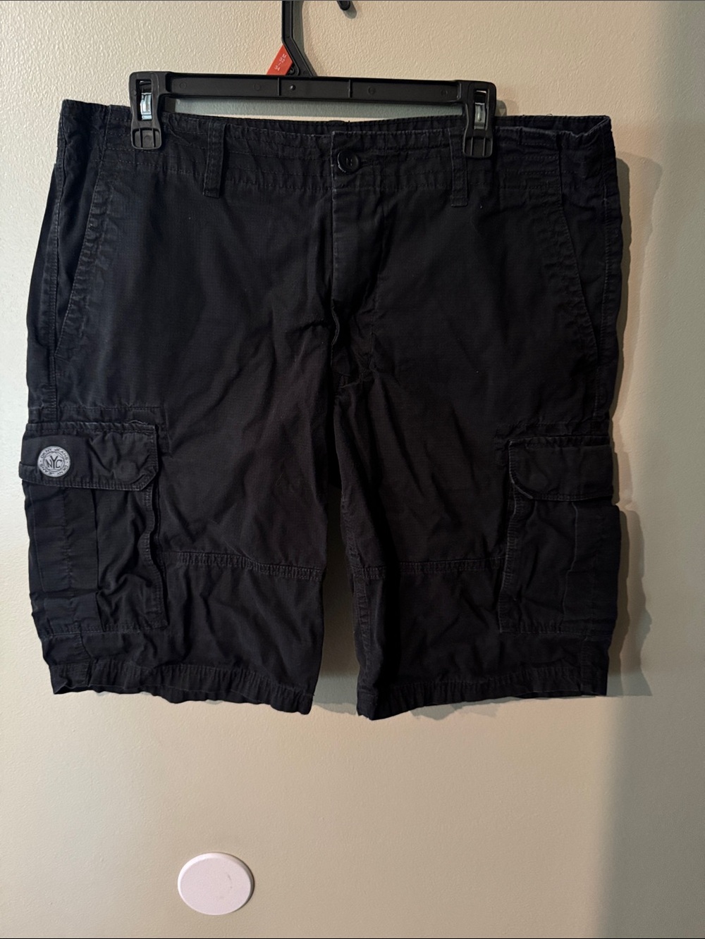 DKNY Men's Black Cargo Shorts - Classic Utility Style